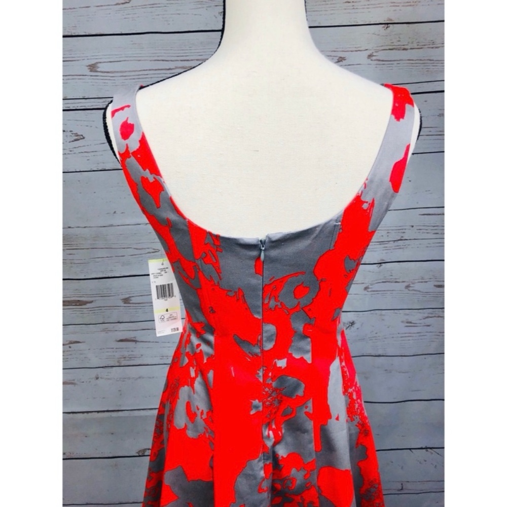 Nine West Midi Gray & Red Sleeveless Dress 4 NWT - Picture 3 of 8